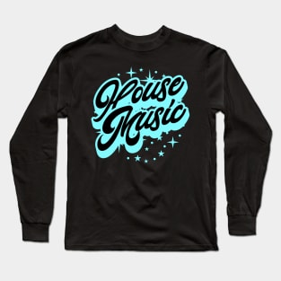 HOUSE MUSIC  - Signature and Stars (blue) Long Sleeve T-Shirt